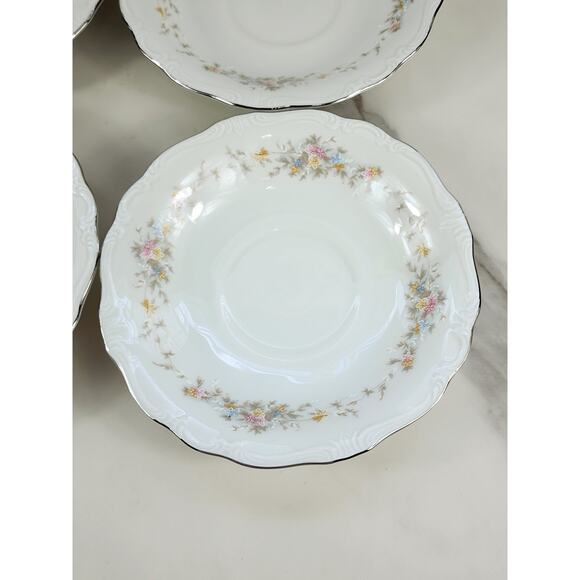 Johann Haviland Floral Splendor Saucers 6 1/4" Silver Trim 80s Germany x4 Vtg - Picture 6 of 16